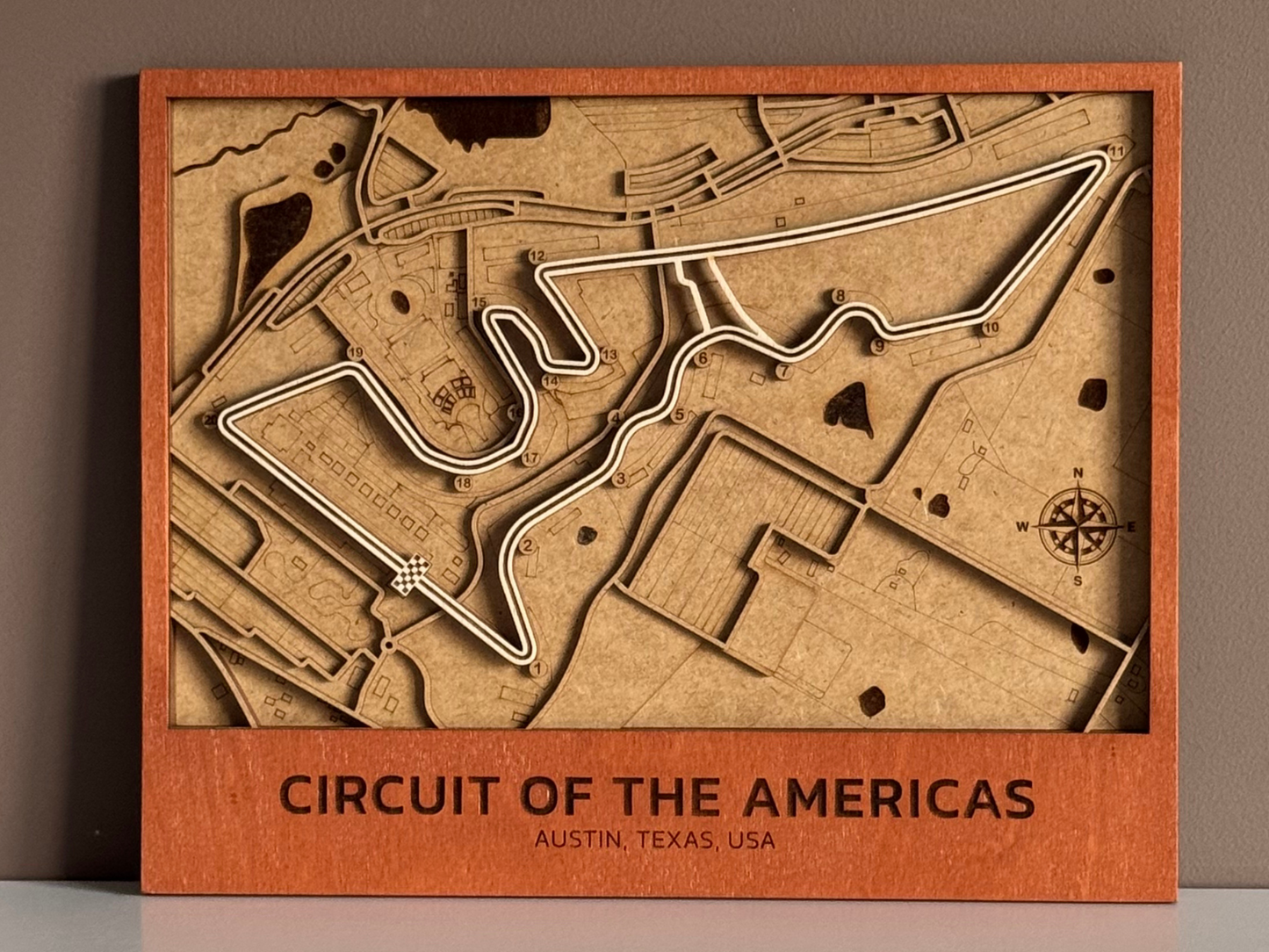 Circuit of the Americas 3D Wood Map