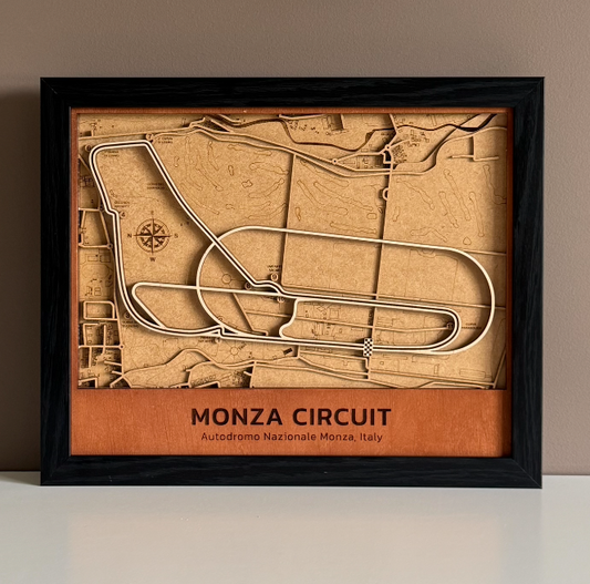 Monza Circuit Motor Speedway 3D Wood Track Map