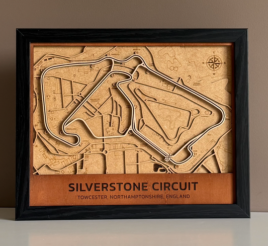 Silverstone Circuit Motor Speedway 3D Wood Track Map