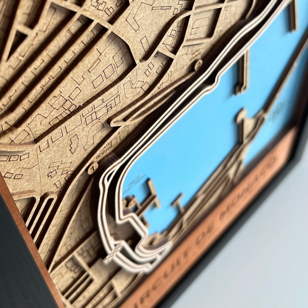 Monaco Grand Prix 3D wood Map