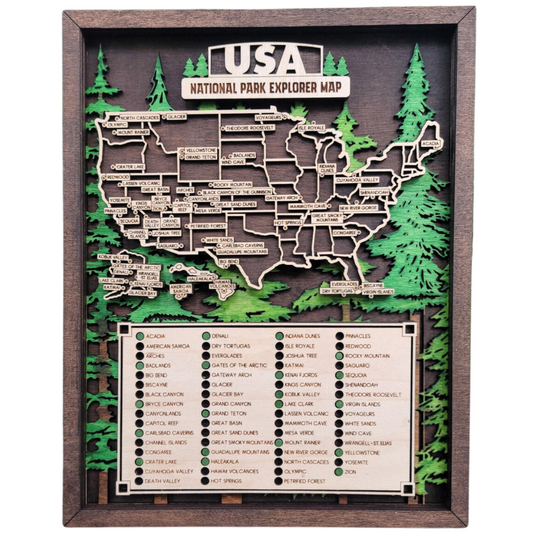 Wood National Parks Explorer Map With Trees