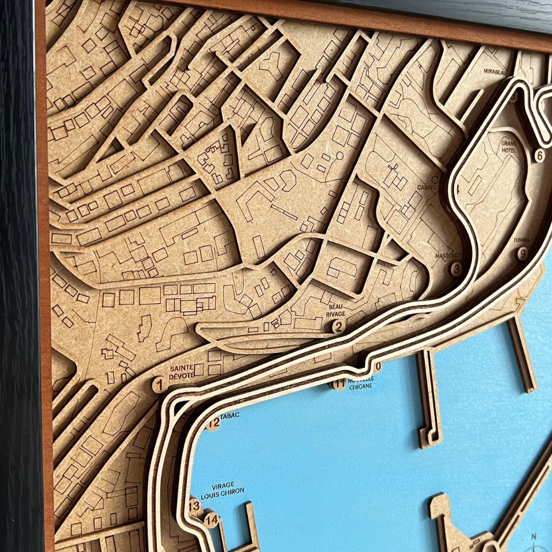 Monaco Grand Prix 3D wood Map