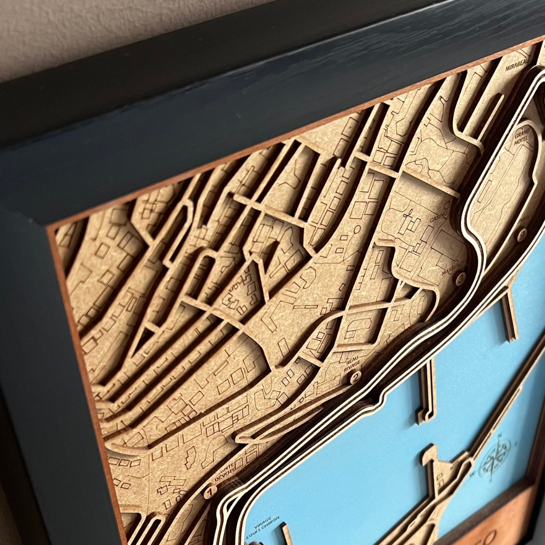 Monaco Grand Prix 3D wood Map