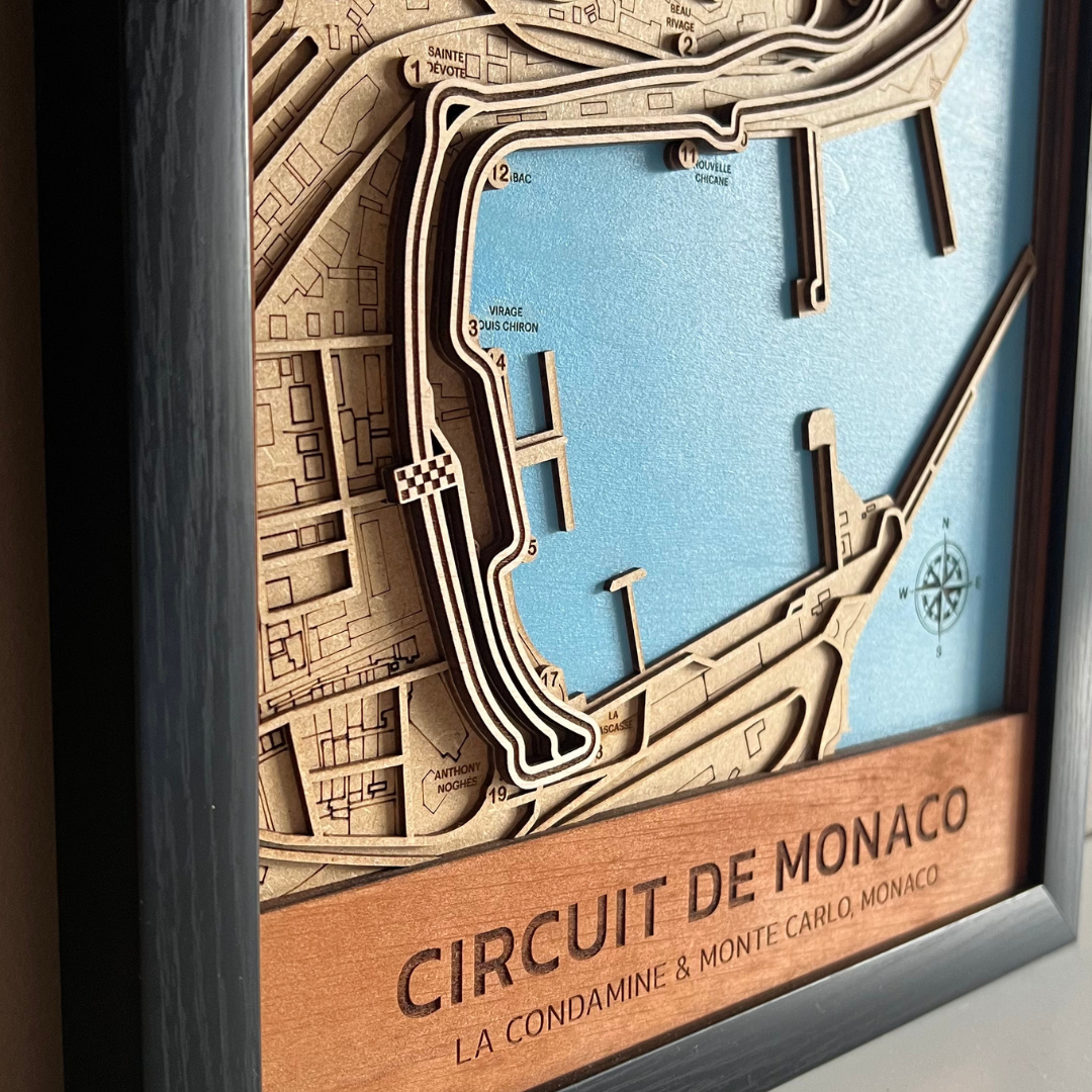 Monaco Grand Prix 3D wood Map