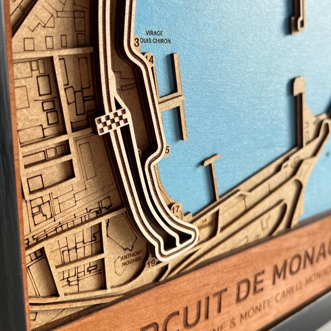 Monaco Grand Prix 3D wood Map