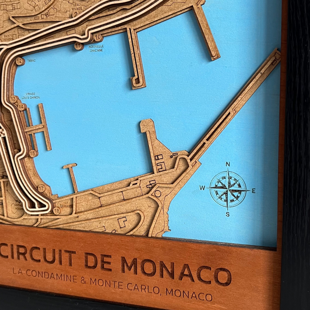 Monaco Grand Prix 3D wood Map