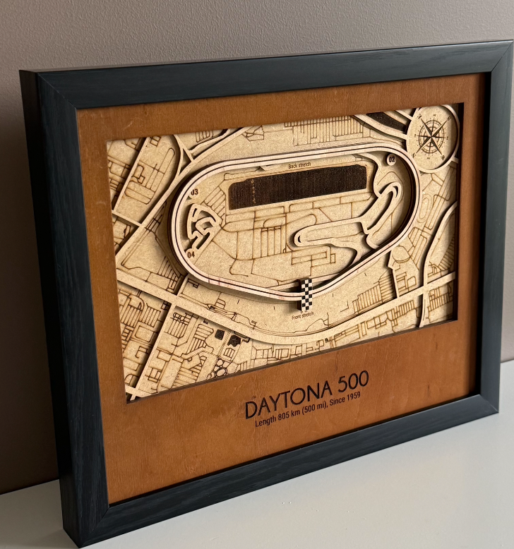 Daytona 500 Motor Speedway 3D Wood Track Map