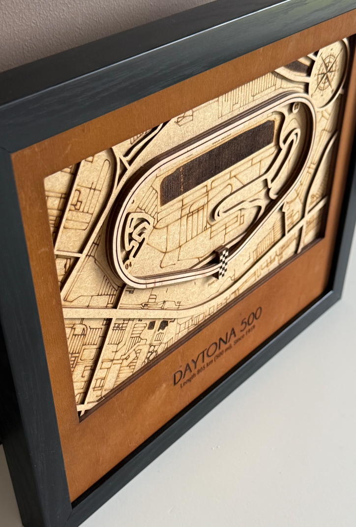 Daytona 500 Motor Speedway 3D Wood Track Map