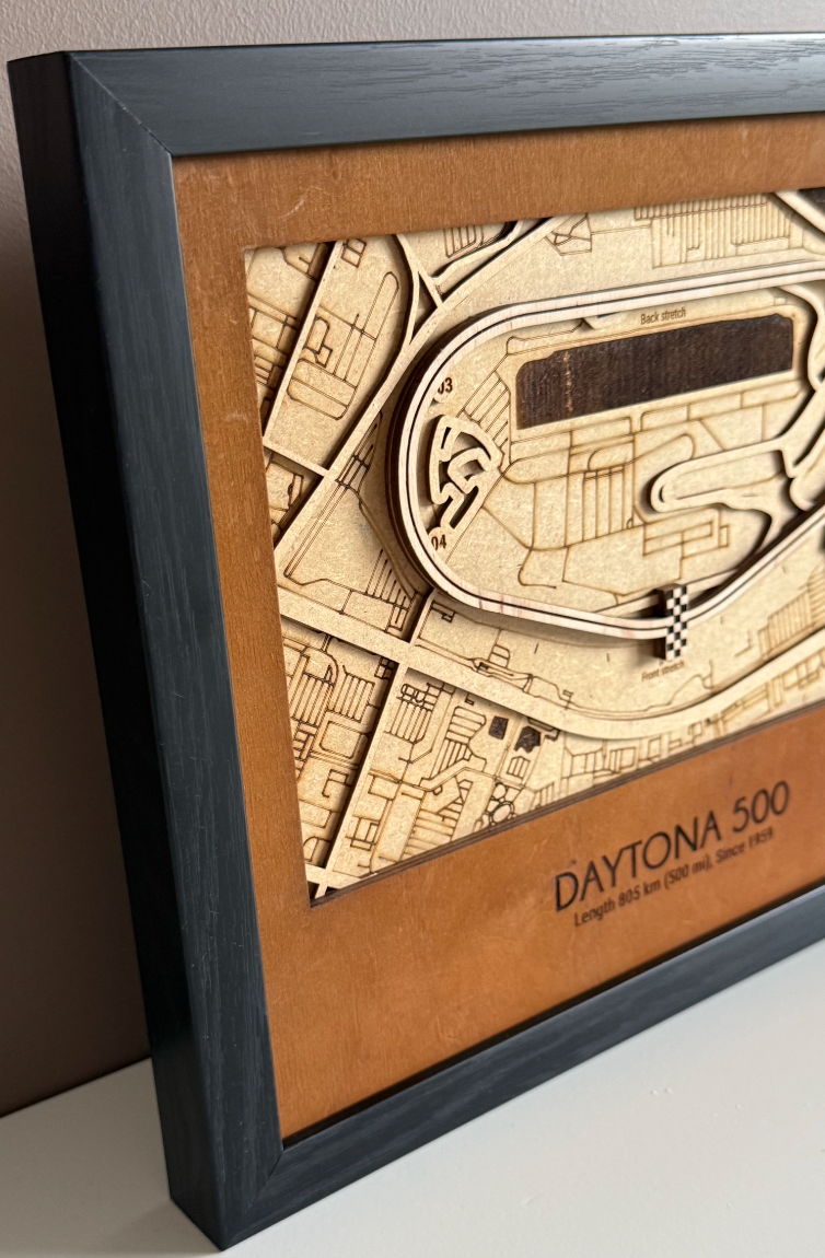 Daytona 500 Motor Speedway 3D Wood Track Map