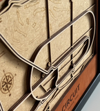 Monza Circuit Motor Speedway 3D Wood Track Map