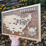 USA Baseball Stadium Wood Map