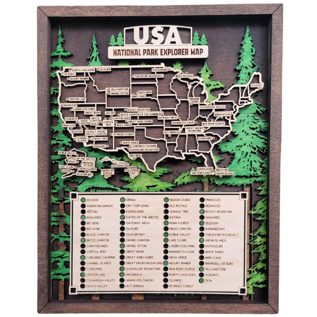 Wood National Parks Explorer Map With Trees