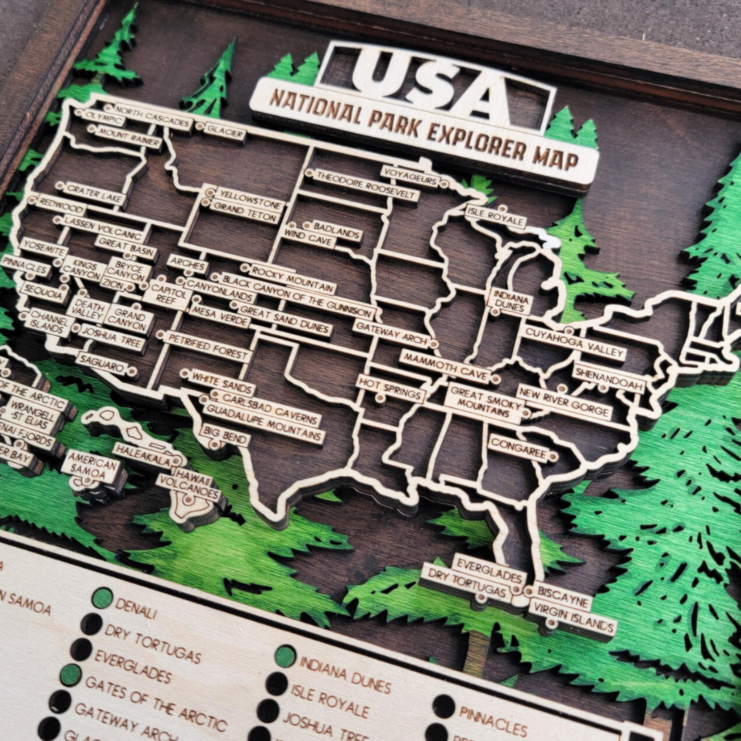 Wood National Parks Explorer Map With Trees