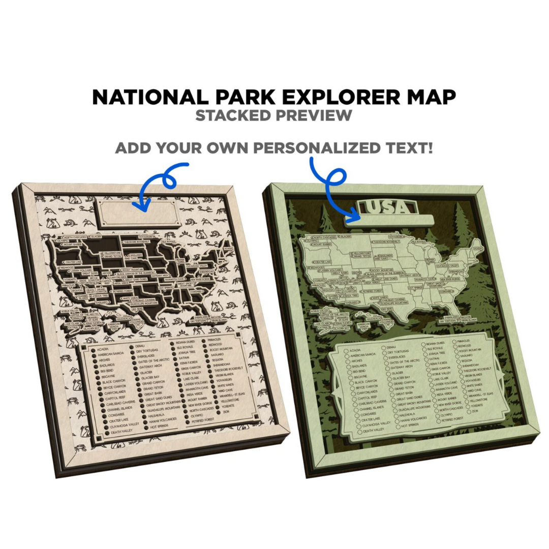 Wood National Parks Explorer Map With Trees