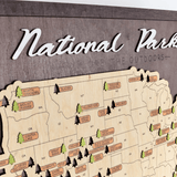 Wooden National Parks Travel Map Brown